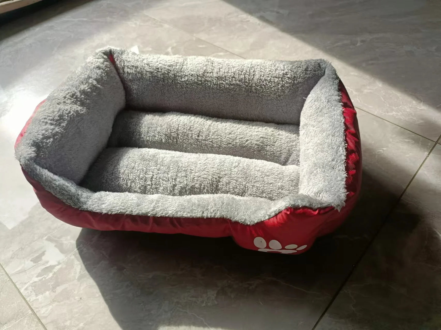 Cute Paw-Print Dog Bed, Warm Sleeping Bag for Large, Medium, and Small Cats and Dogs, Pet Mattress