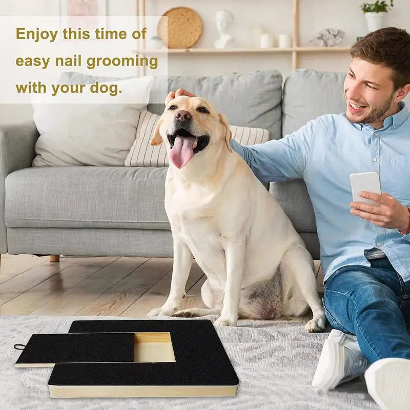 Pet Wooden Dog Scratching Board Pull-Out Nail Grinding Board Cat Nail Care Scratching Board with Sandpaper Scraper