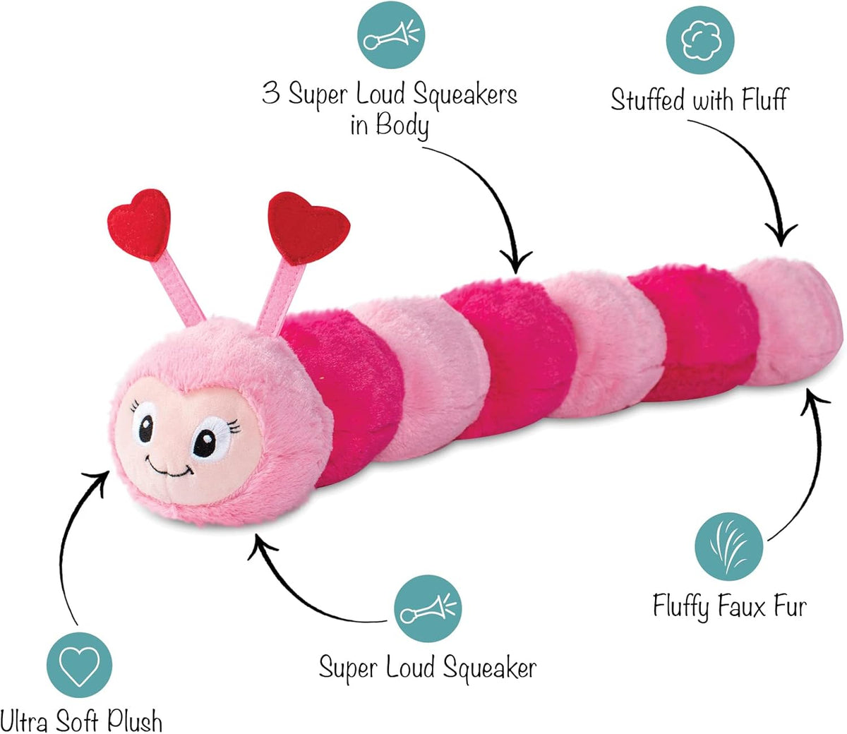 Studio Large Plush Dog Toy, Love Bug, 7.5" X 24" Long, Pet Shop Collection (289824)