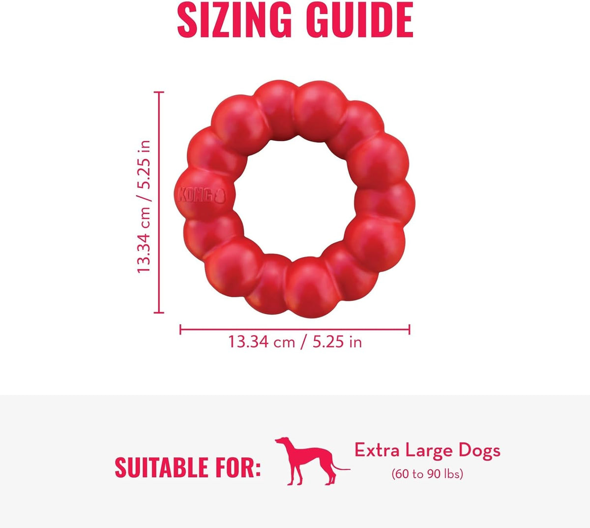 Ring, Natural Rubber Chew Toy for Dental Health, for Extra Large Dogs